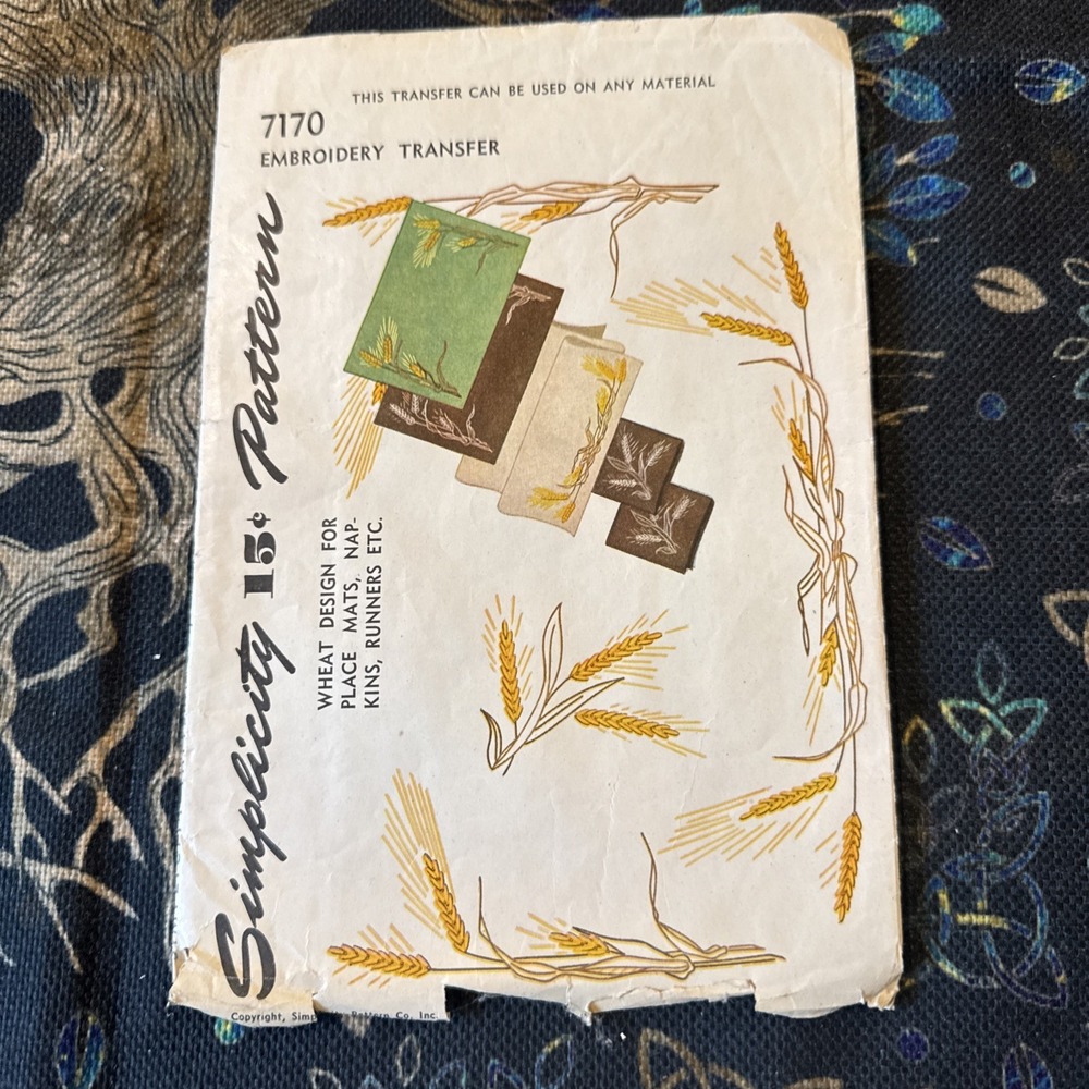 Simplicity Embroidery Transfer 7170, Cross-Stitch, Ca 1940's Complete, Vintage